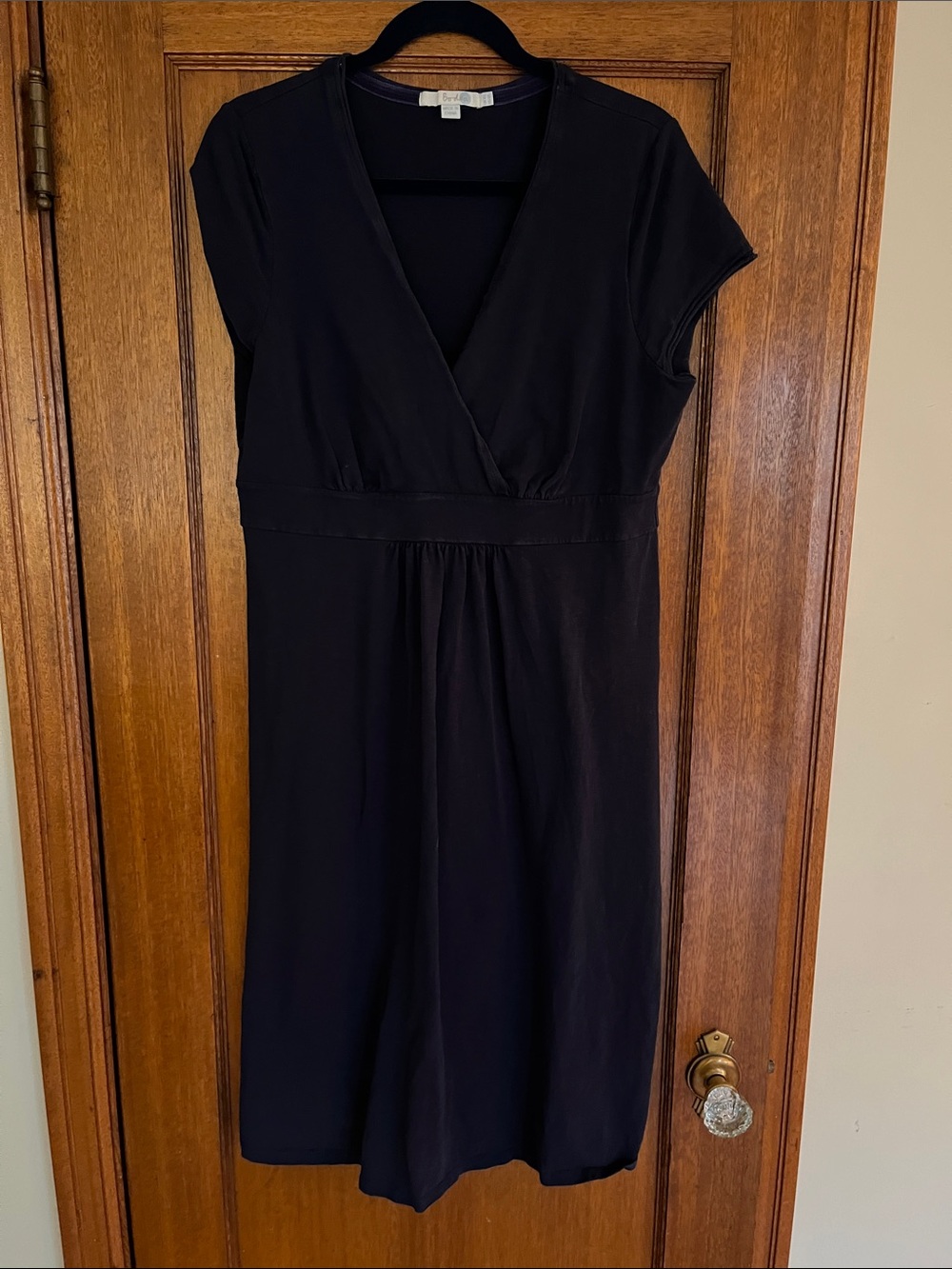 Boden Navy V-Neck Midi Dress with Cap Sleeves